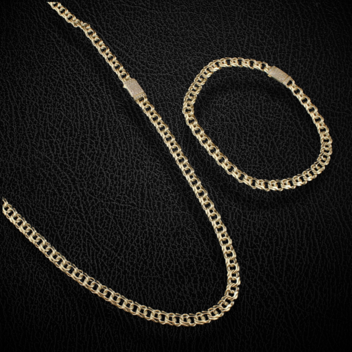 Cadena y pulsera Chino de oro de 10K auténtico de 5.5mm