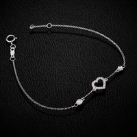 Pulsera de corazón con diamantes de oro de 14 quilates auténtico