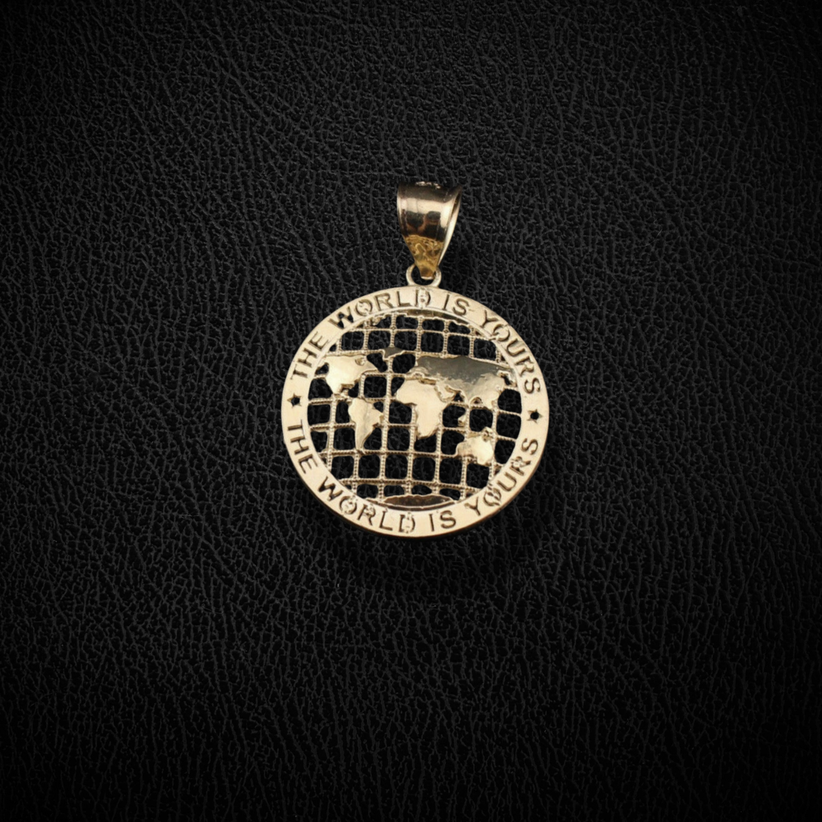 Real 10K Gold World Is Yours Pendant Small