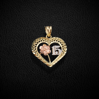 Real 10K Gold Heart Quinceañera Pendant
