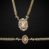 Real 10K Gold Virgin Mary Necklace & Bracelet