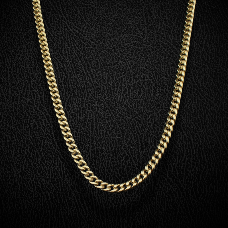 Cadena Cubana de Oro de 10K auténtico y de 5.5mm