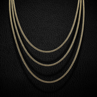 Cadena cubana de oro de 14K de 3 mm auténtica