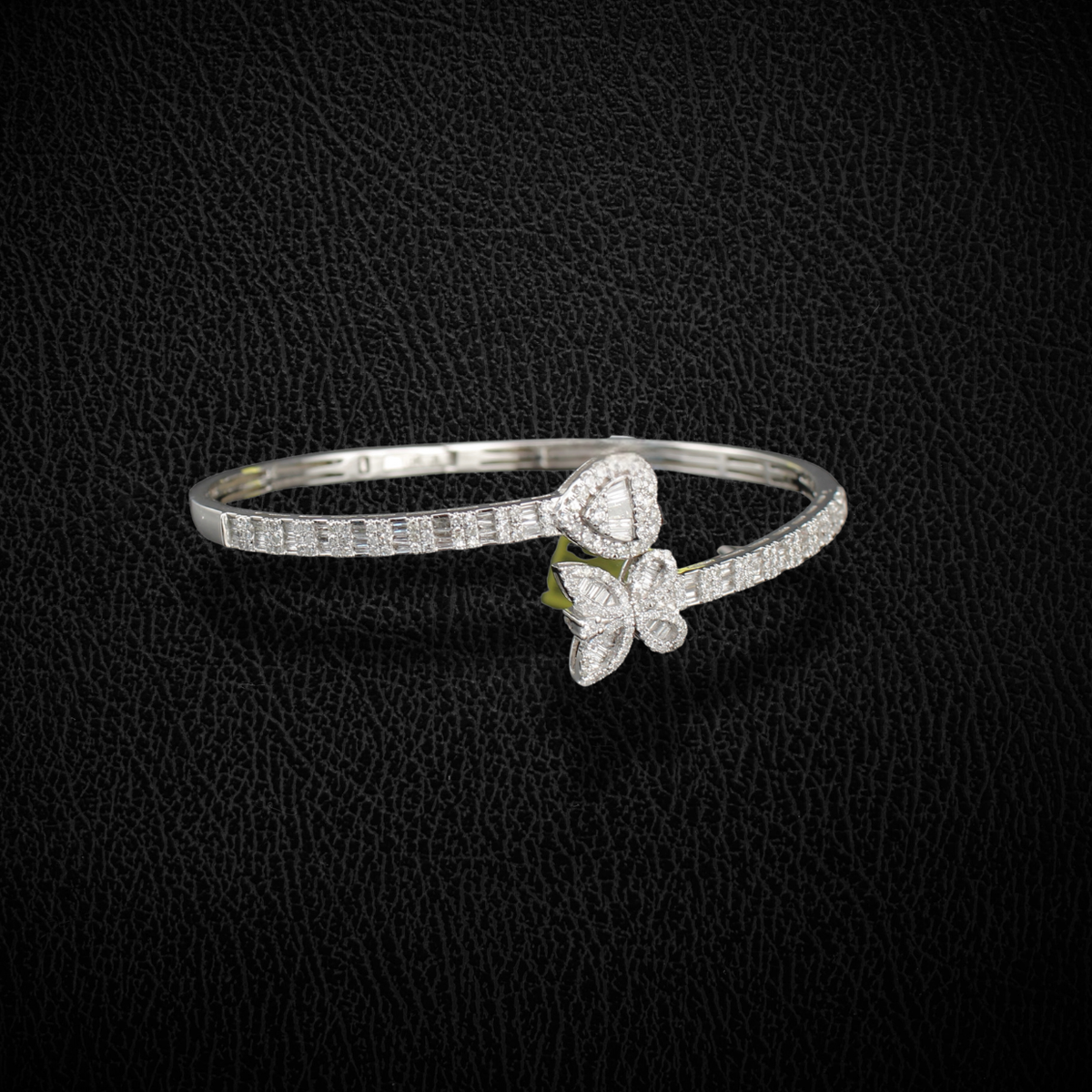 Real 10K Gold Diamond Butterfly Heart Bracelet