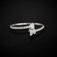 Real 10K Gold Diamond Butterfly Heart Bracelet