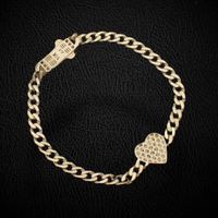 Real 10K Gold Cuban Heart Bracelet