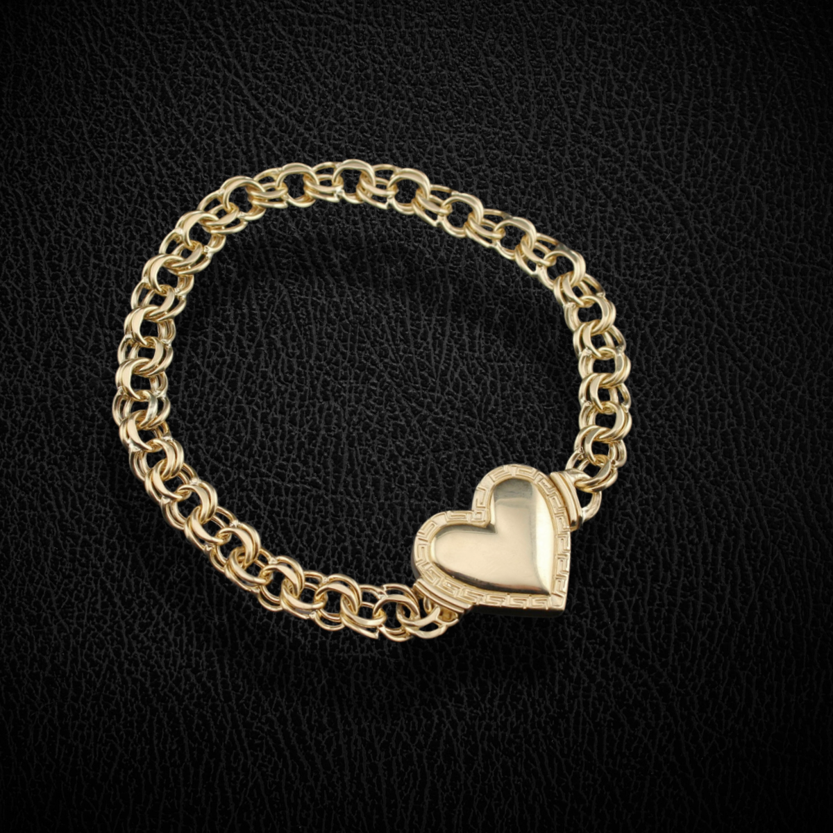 Real 10K Gold Chino Heart Bracelet