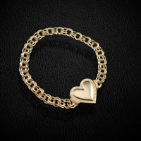 Real 10K Gold Chino Heart Bracelet