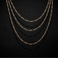 Real 14K Tri-Color Gold Figaro Chains