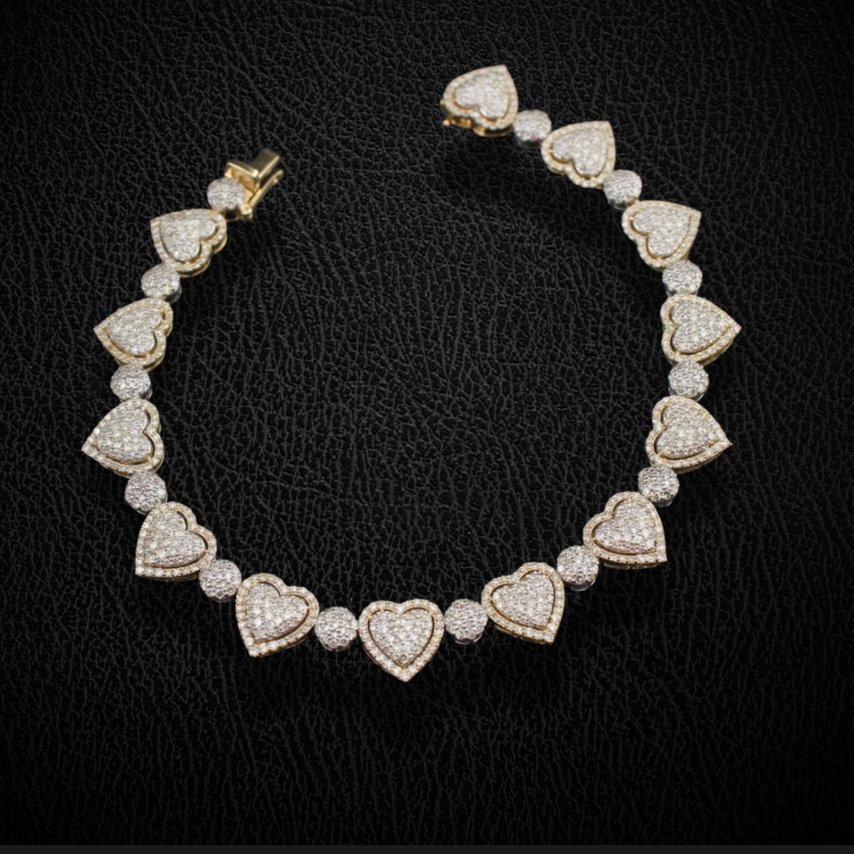 Pulsera de Corazón de Diamantes de Oro de 10K auténtico