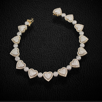 Pulsera de Corazón de Diamantes de Oro de 10K auténtico