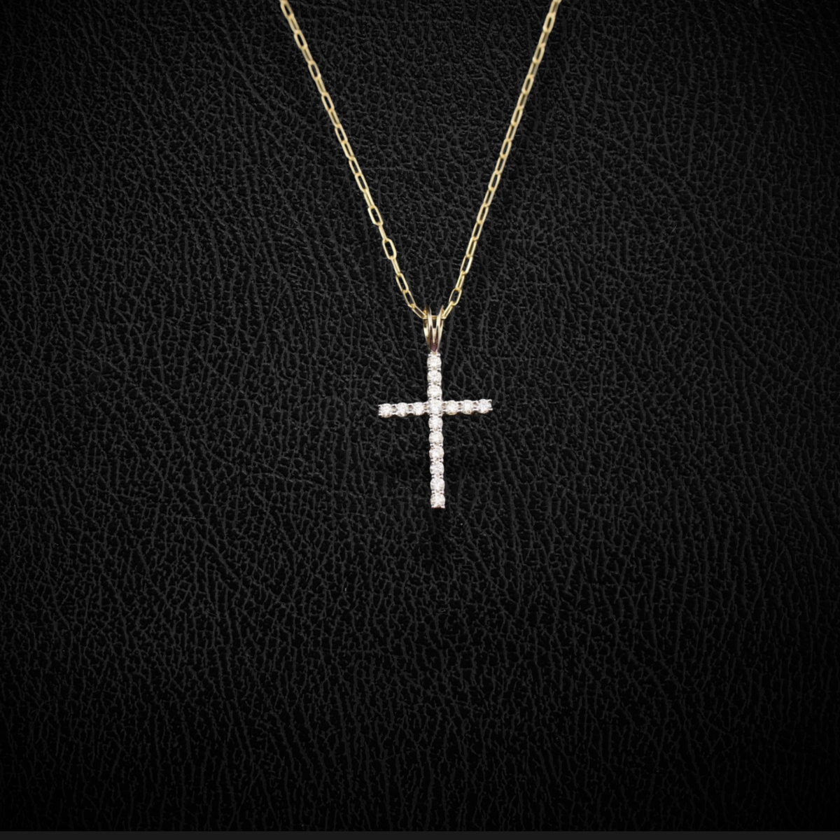 Real 10K Gold Diamond Cross Pendant & Chain
