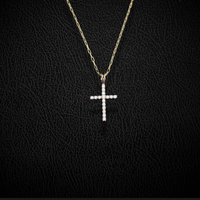 Real 10K Gold Diamond Cross Pendant & Chain