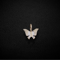 Colgante de mariposa con diamantes de oro de 10K auténtico