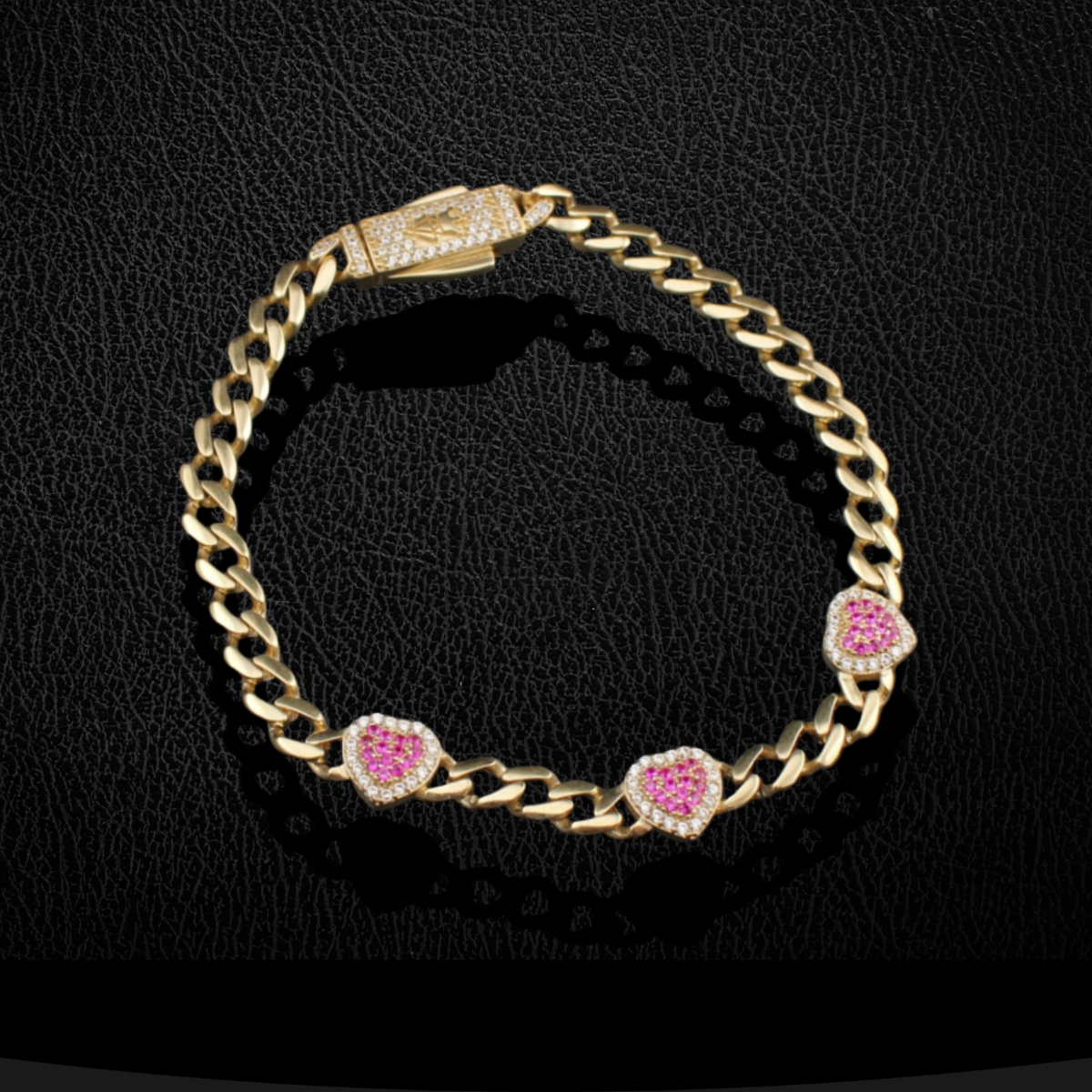 Pulsera de corazón de oro de 10K real