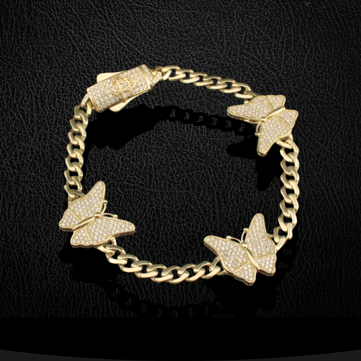 Pulsera de Mariposa de Oro de 10K auténtico