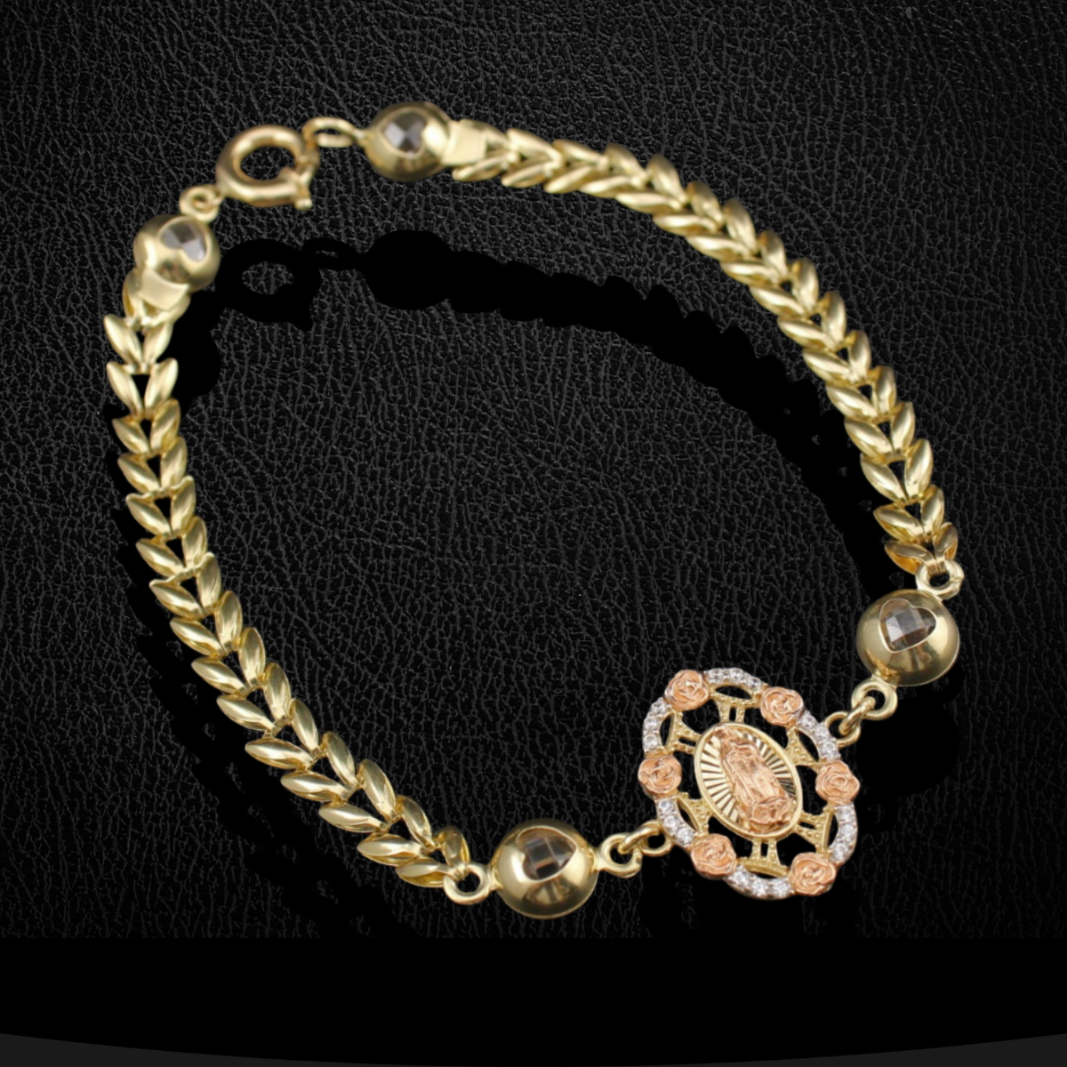 Real 10K Gold Virgin Mary Bracelet