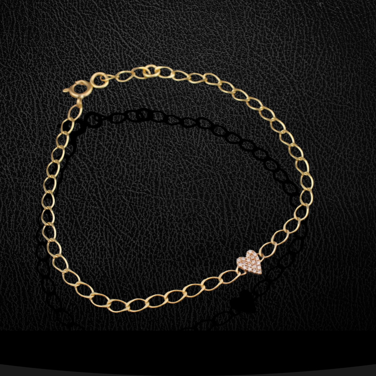 Real 10K Gold Diamond Heart Bracelet