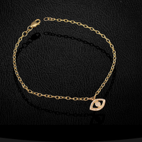 Pulsera de oro de 10K con diamante de ojo turco auténtico