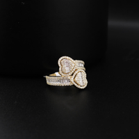 Real 10K Gold Diamond Double Heart Ring
