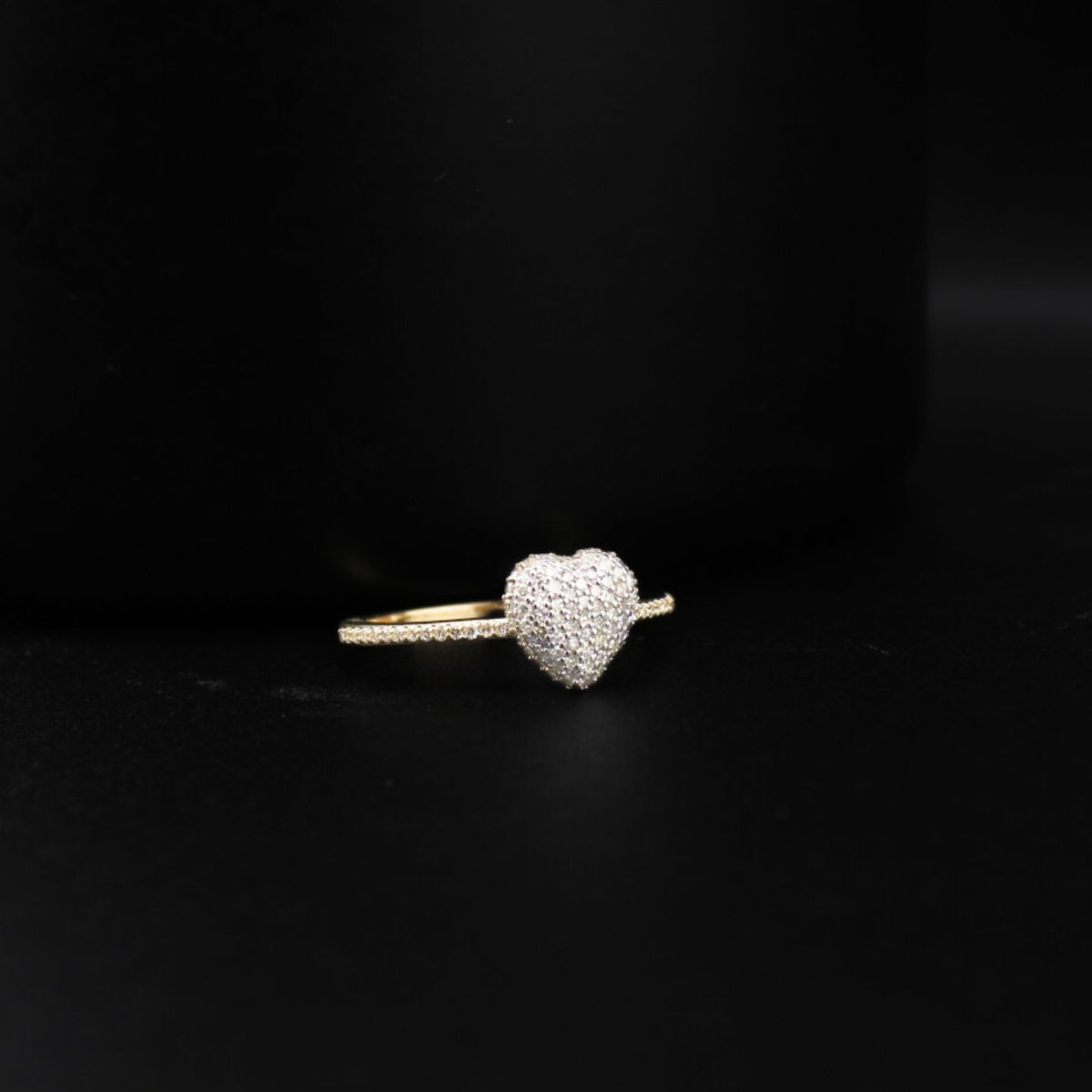 Anillo de Corazón de Diamantes de Oro de 10K auténtico