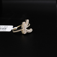 Anillo con la inicial K de oro de 10 quilates auténtico y diamantes