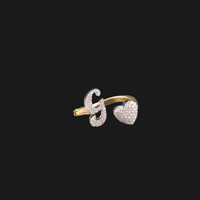 Anillo de oro de 10K auténtico con diamante y letra G inicial con forma de corazón