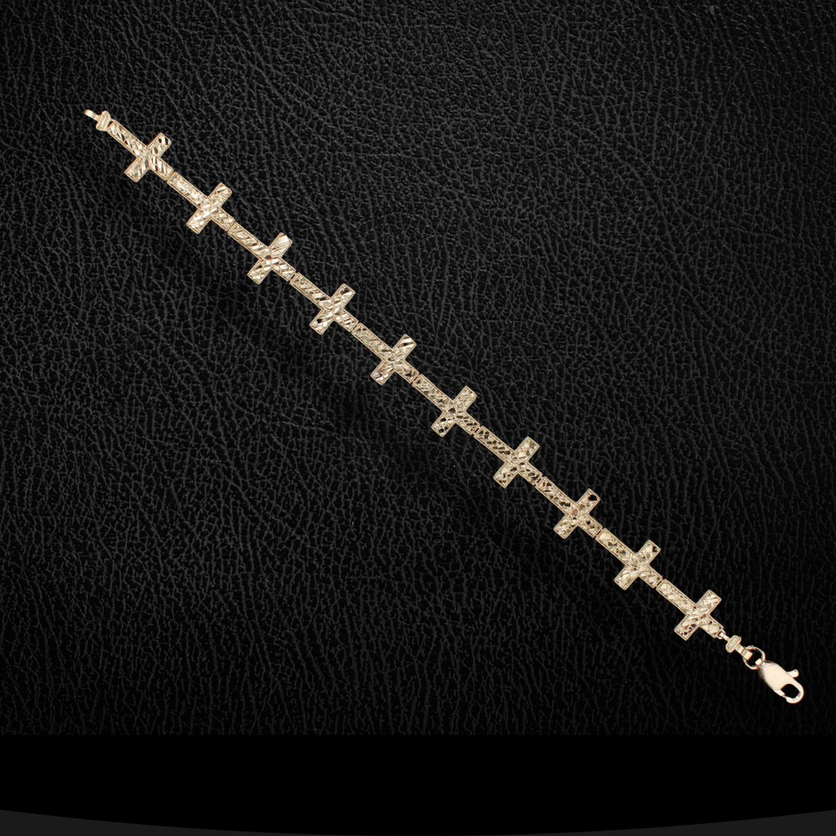 Real 10K Gold Cross Nugget Bracelet
