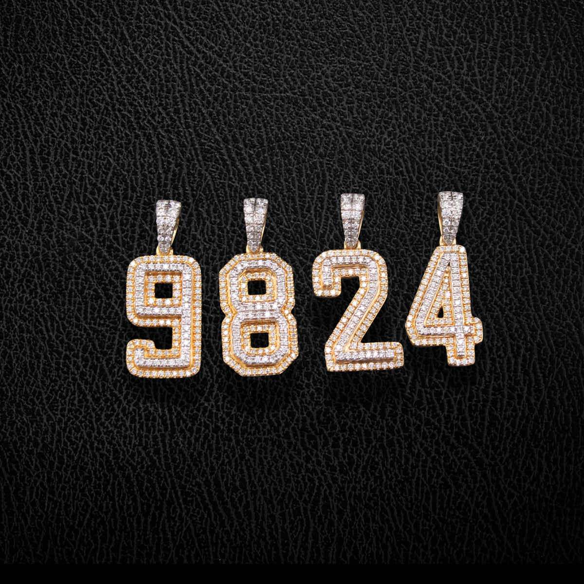 Real 10K Gold Diamond Number Pendants