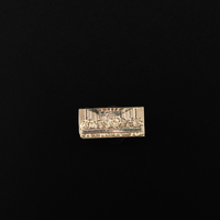 Anillo rectangular de la Última Cena de oro de 10K auténtico