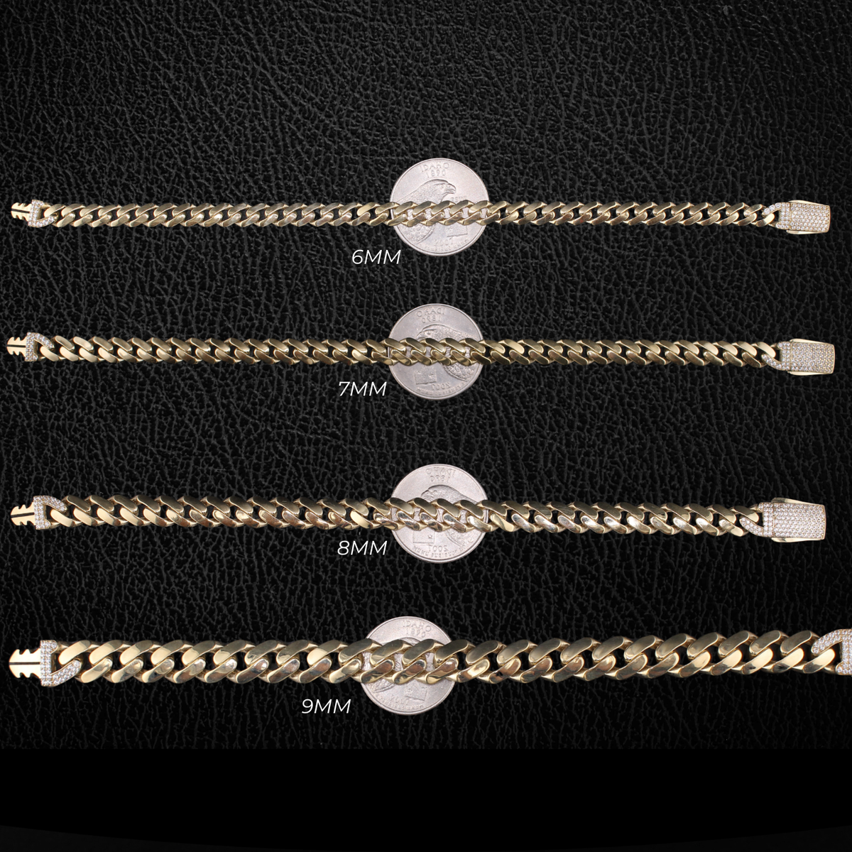 Pulsera de oro de 10K auténtico estilo cubano de Miami