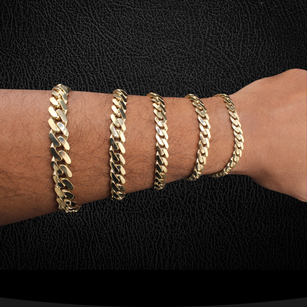 Pulsera de oro de 10K auténtico estilo cubano de Miami