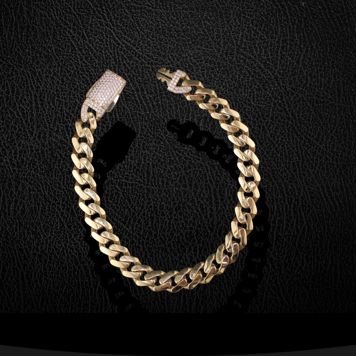 Pulsera de oro de 10K auténtico estilo cubano de Miami
