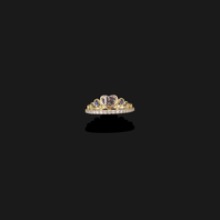 Real 10K Gold Quinceanera Ring with Blue Stones