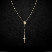 Real 14K Tri-Color Gold Rosary Chain