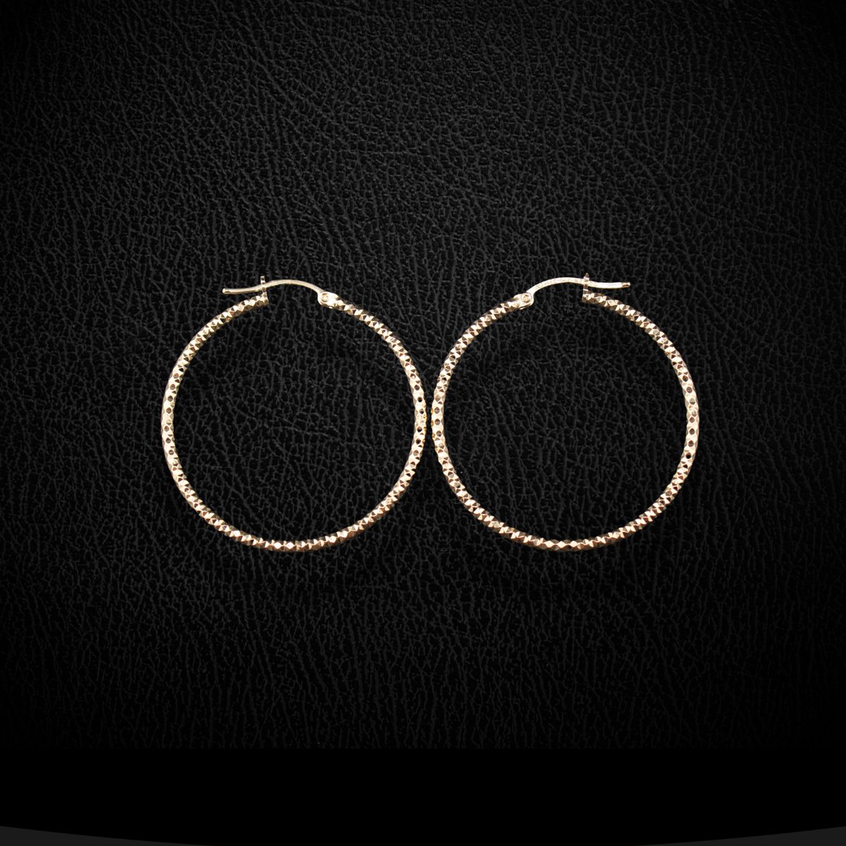 Real 14K Gold Diamond Cut Hoops