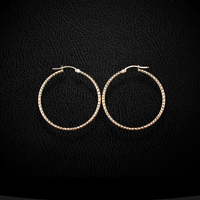 Real 14K Gold Diamond Cut Hoops