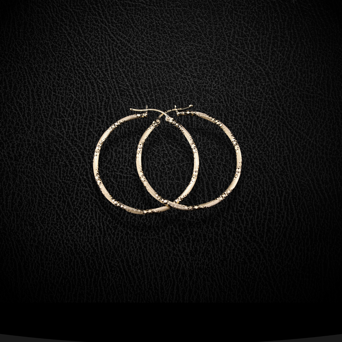 Real 14K Gold Diamond Cut Curl Hoops