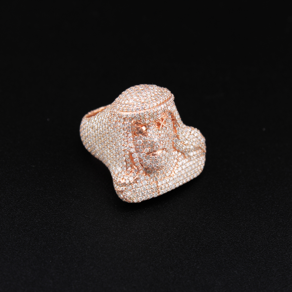 Anillo de sello de oro macizo de 14K con diamante y cara de Jesús