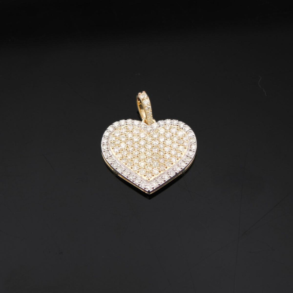 Real 10K Gold Diamond Heart Pendant 0.48 CTW