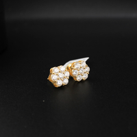 Pendientes de flor de diamante de oro de 10K auténtico