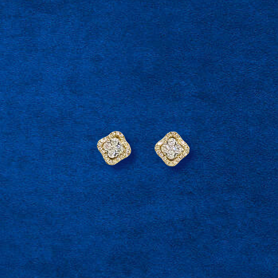 10K Diamond Clover Studs