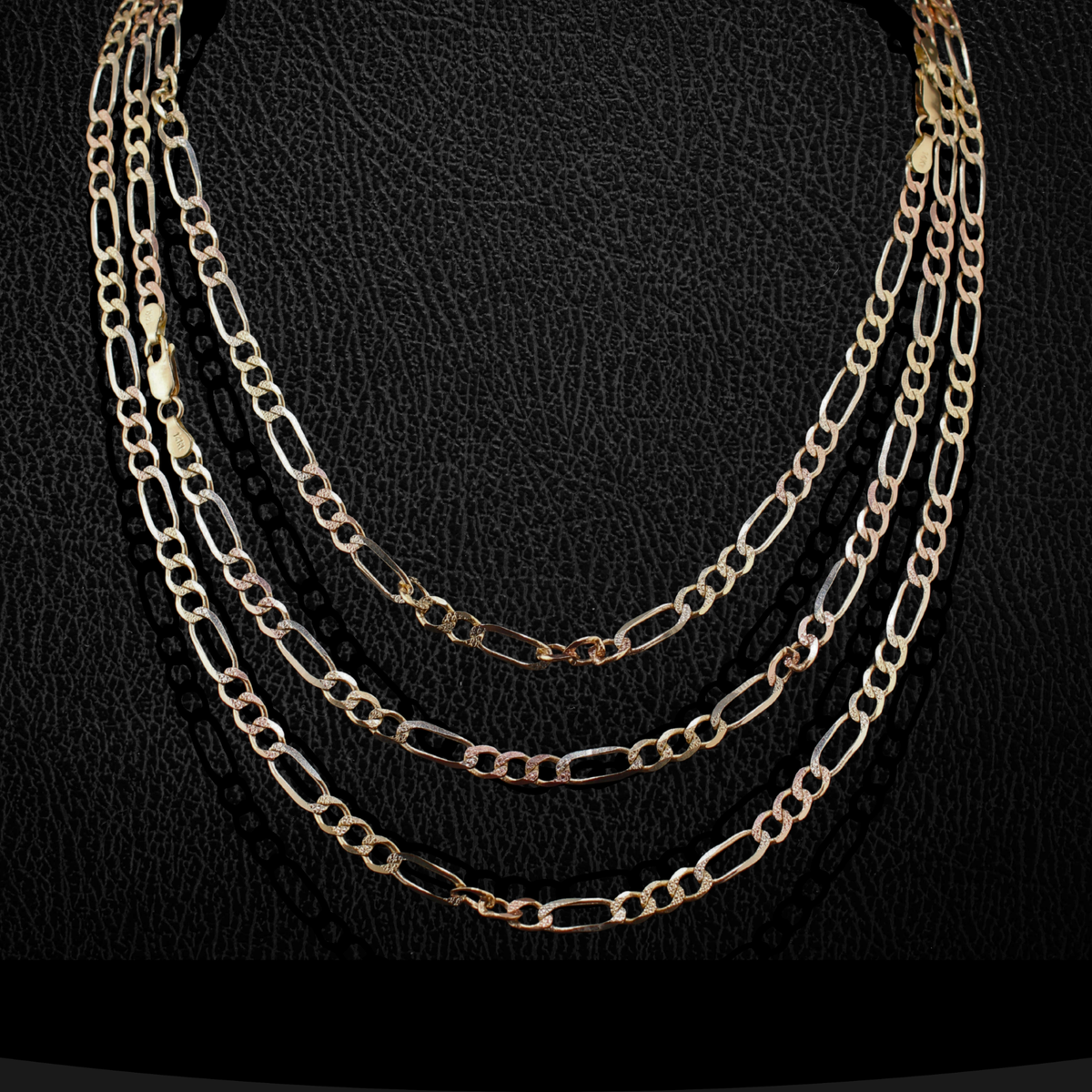 Oro Figaro Tricolor de 14K auténtico