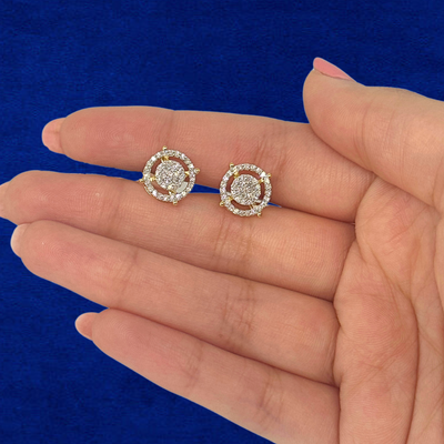 10K Diamond Round Design Studs