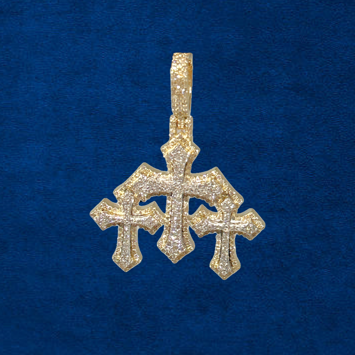Colgante de cruz con diamantes de oro de 10K real