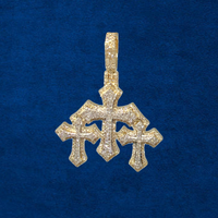 Colgante de cruz con diamantes de oro de 10K real