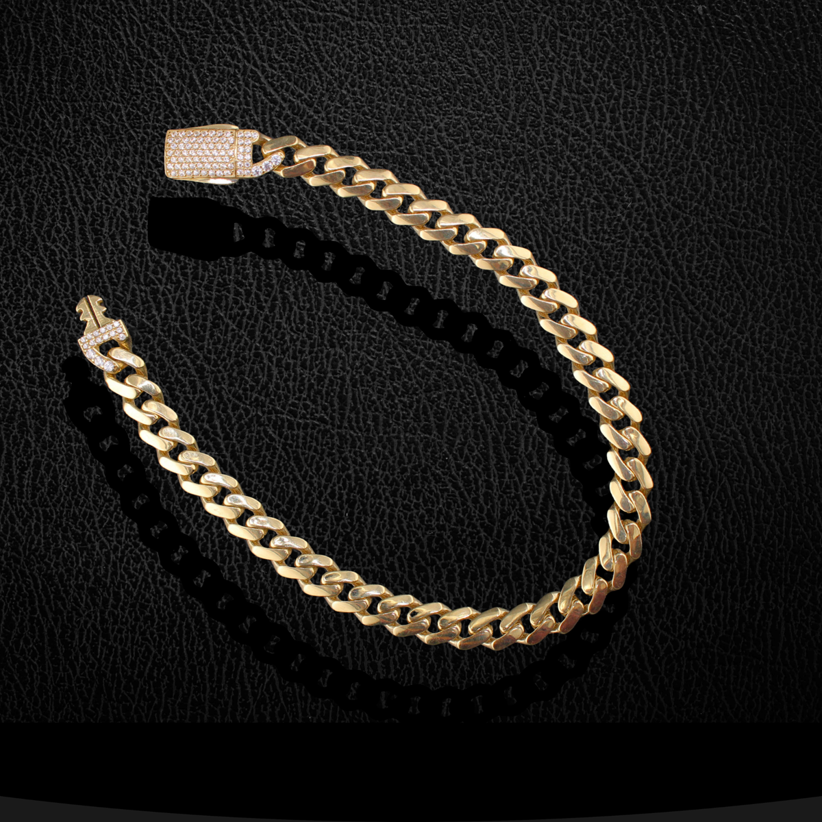 Pulsera cubana Royal de oro de 10K de 6mm auténtico