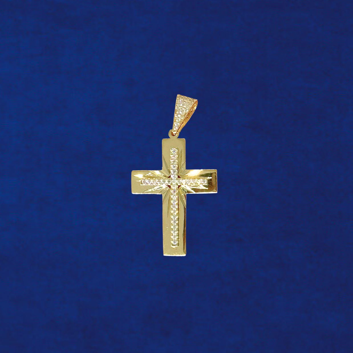 10K Mirror Cross Pendent
