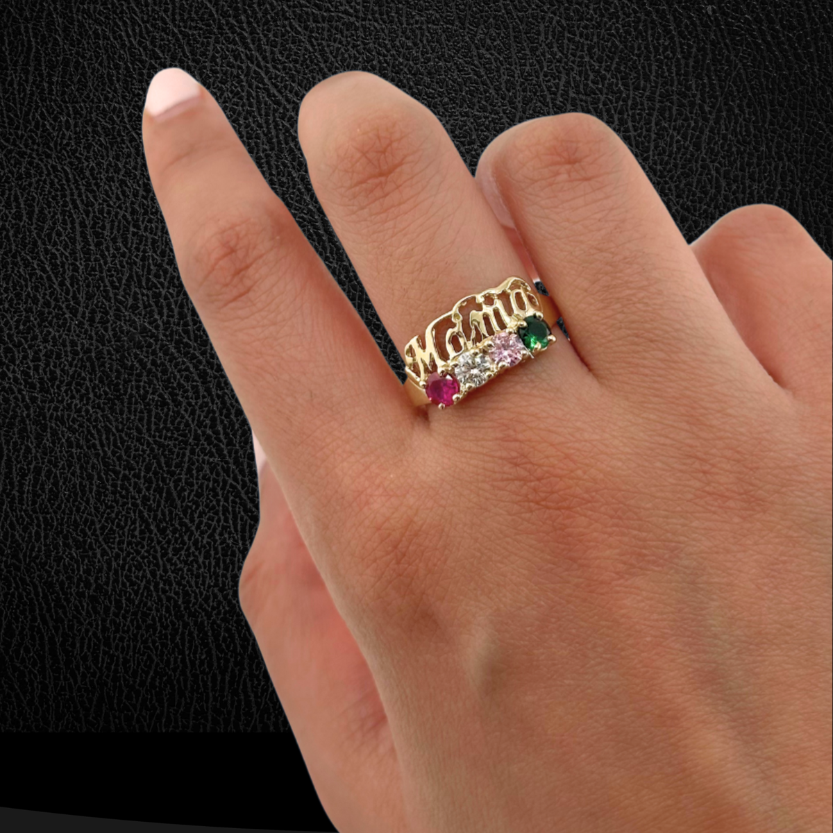 Anillo de oro de 14 quilates "Mama" auténtico