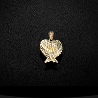Real 10K Gold Angel Wings Heart Pendant